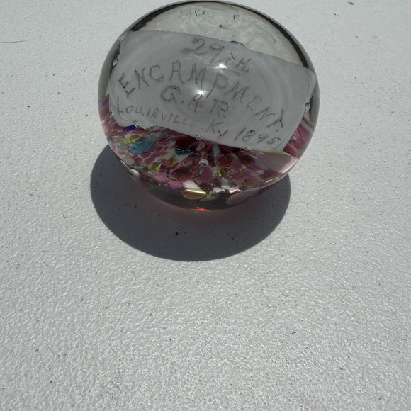 Civil War: 1895 29Th Encampment G.a.r. Louisville Ky.‎ Rare Glass Paperweight
